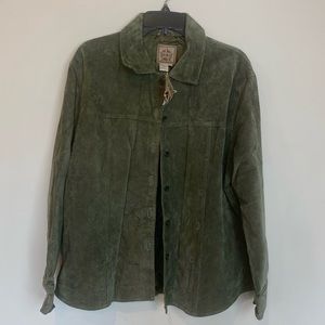 NWT 100% Leather Shirt Jacket in Hunter Green